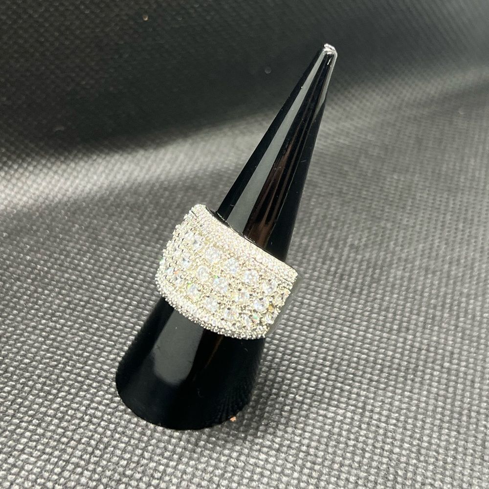 Sterling Silver 925 Pave Zirconium Statement Ring - Picture 10 of 14
